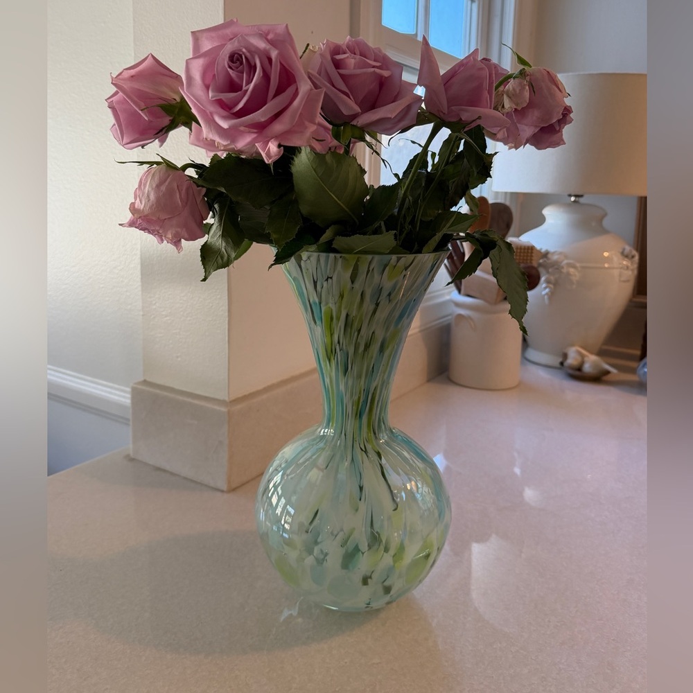 Elegant Vintage Hand Blown Glass Vase